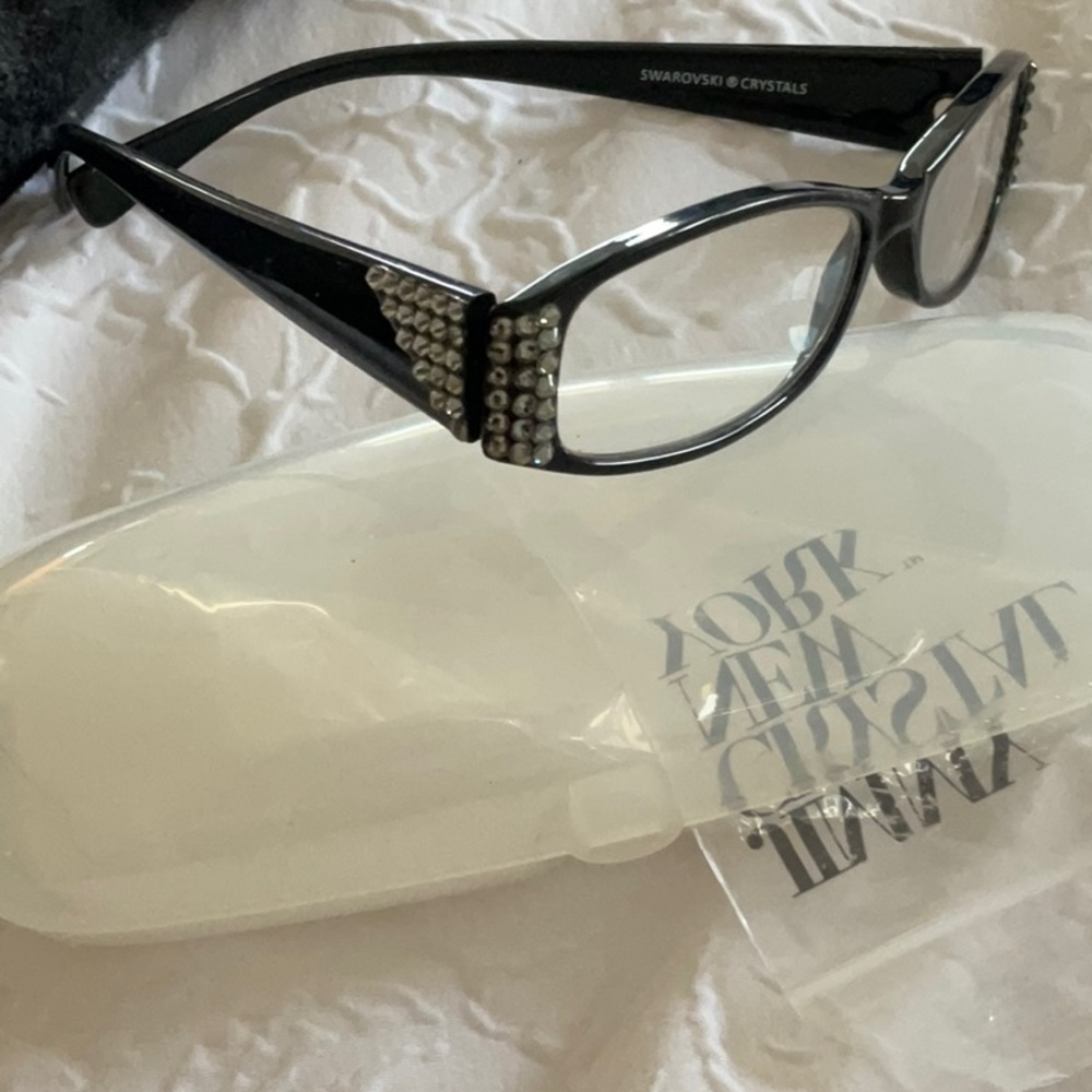 NEW JIMMY CRYSTAL SWAROVSKI 1.5 READERS GREY CRYSTALS BLACK FRAME